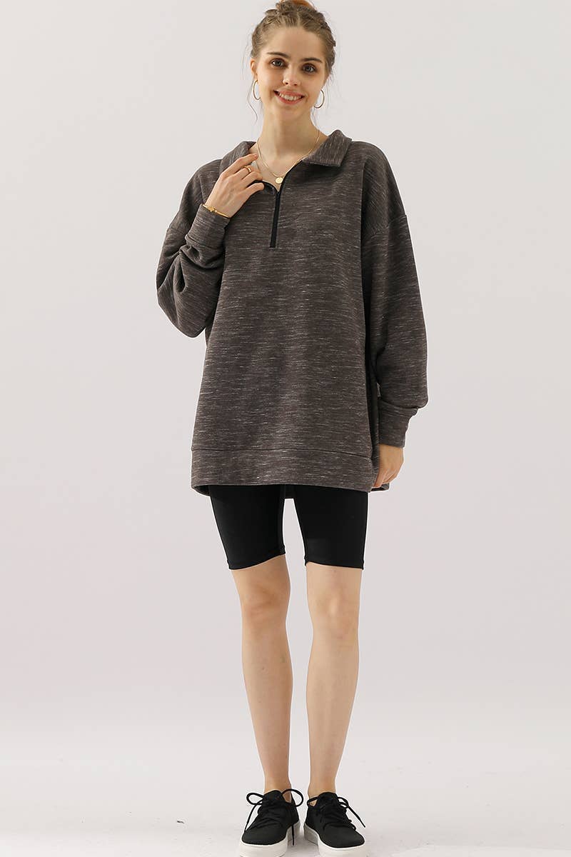 CWOHOL431_Zip Neck Lightweight Pullover Sweatshirt