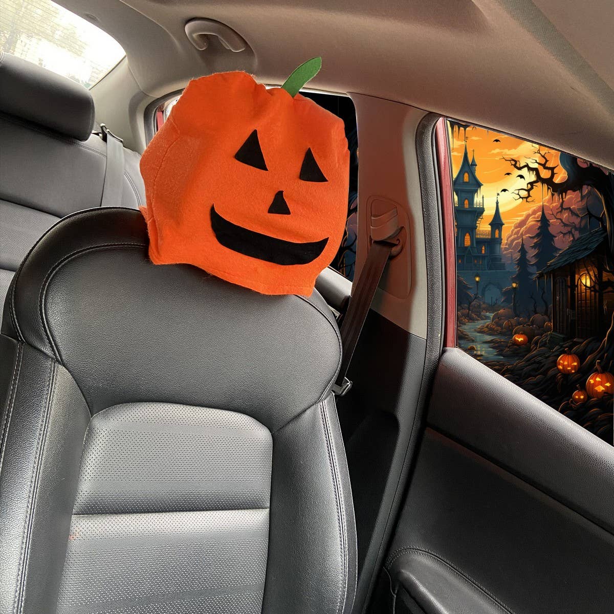 CWMM9546_HALLOWEEN DECORATED PUMPKIN CAR CHAIR COVER