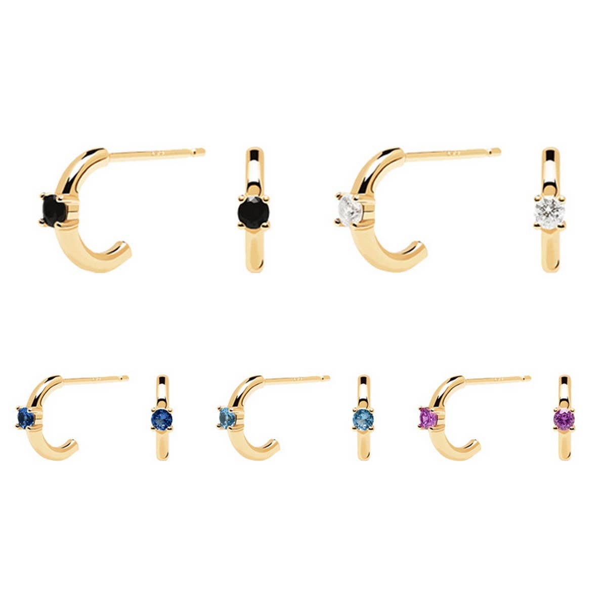 MULTICOLOR C-SHAPED SIMPLE EXQUISITE EARRINGS