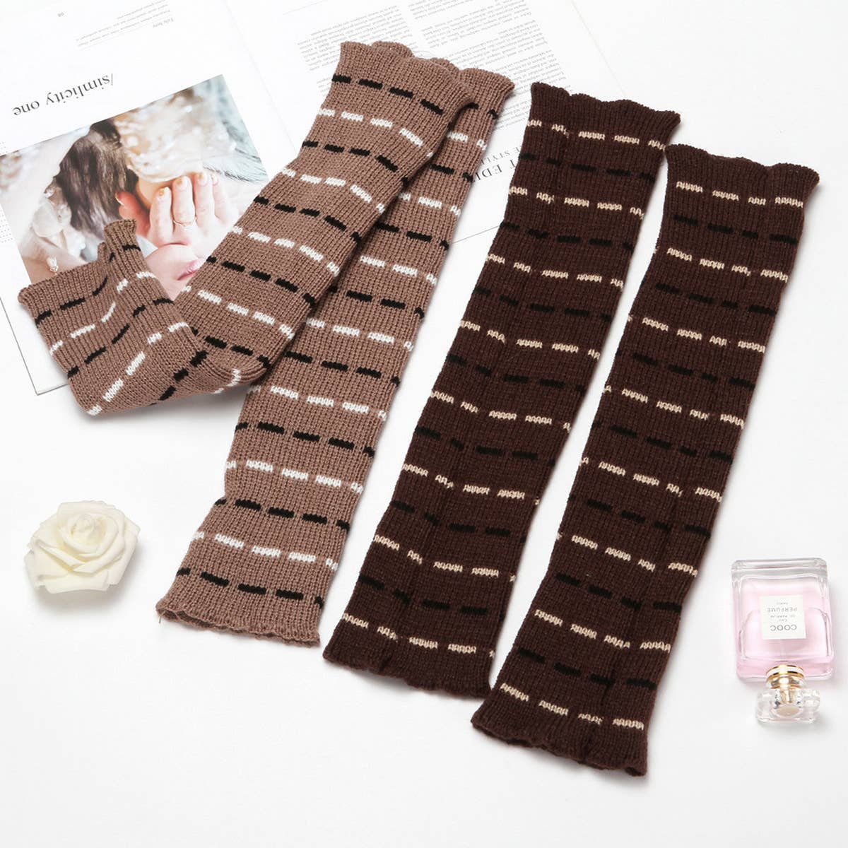 DOUBLE STRIPE WOOL KNEE SOCKS