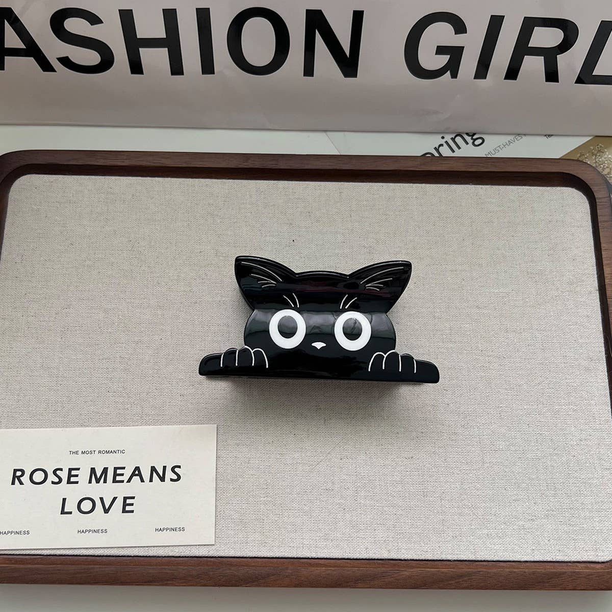 Cute Cat Hair Claw, Solid Acetate Clip for Girls