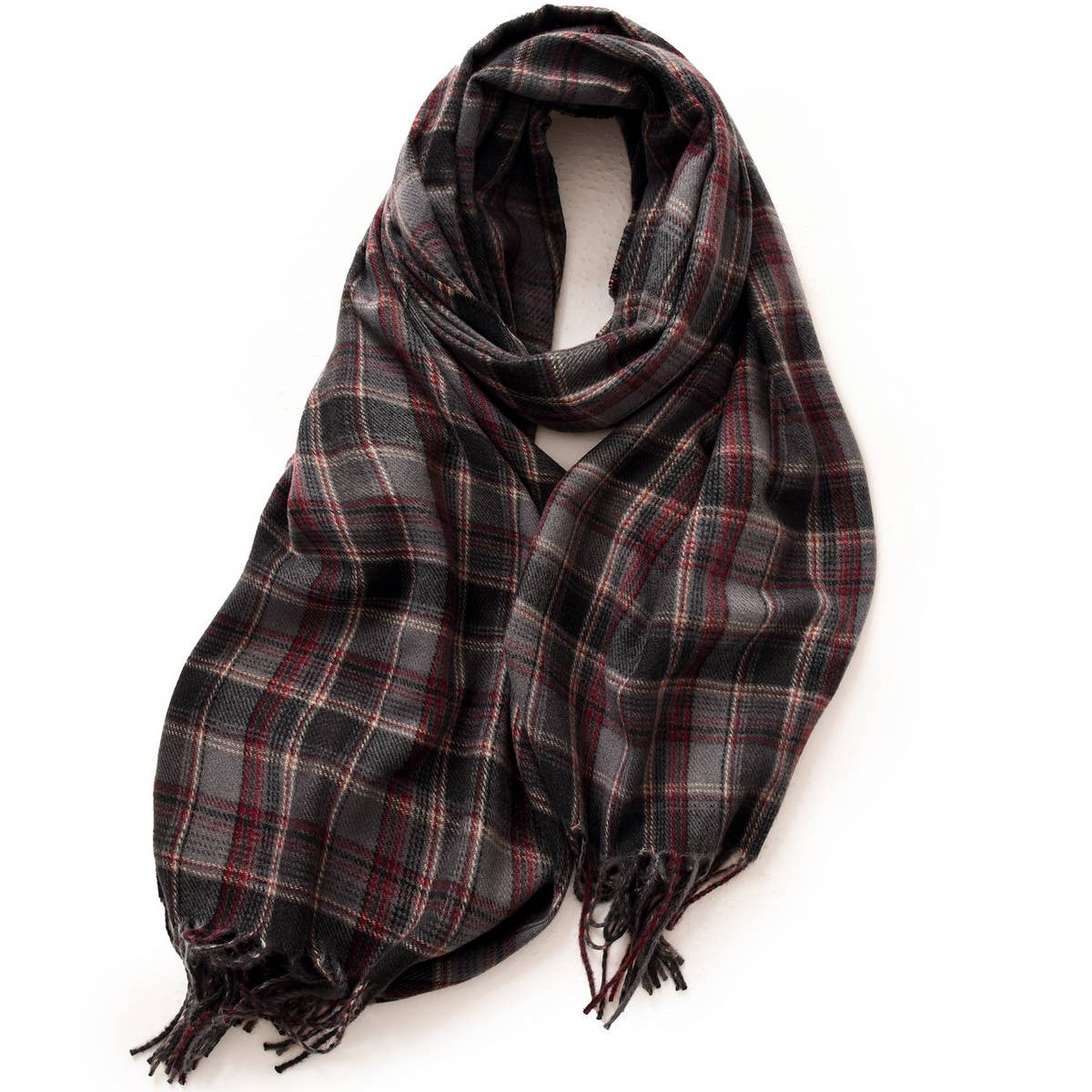 Red Plaid Winter Scarf ??Thick Warm Shawl Wrap_CWASC0175