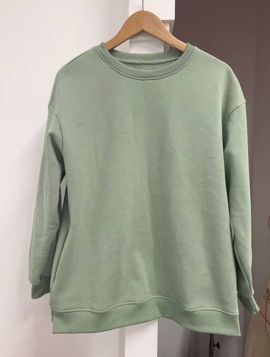 Round-neck sporty Y2K fleece sweatshirt