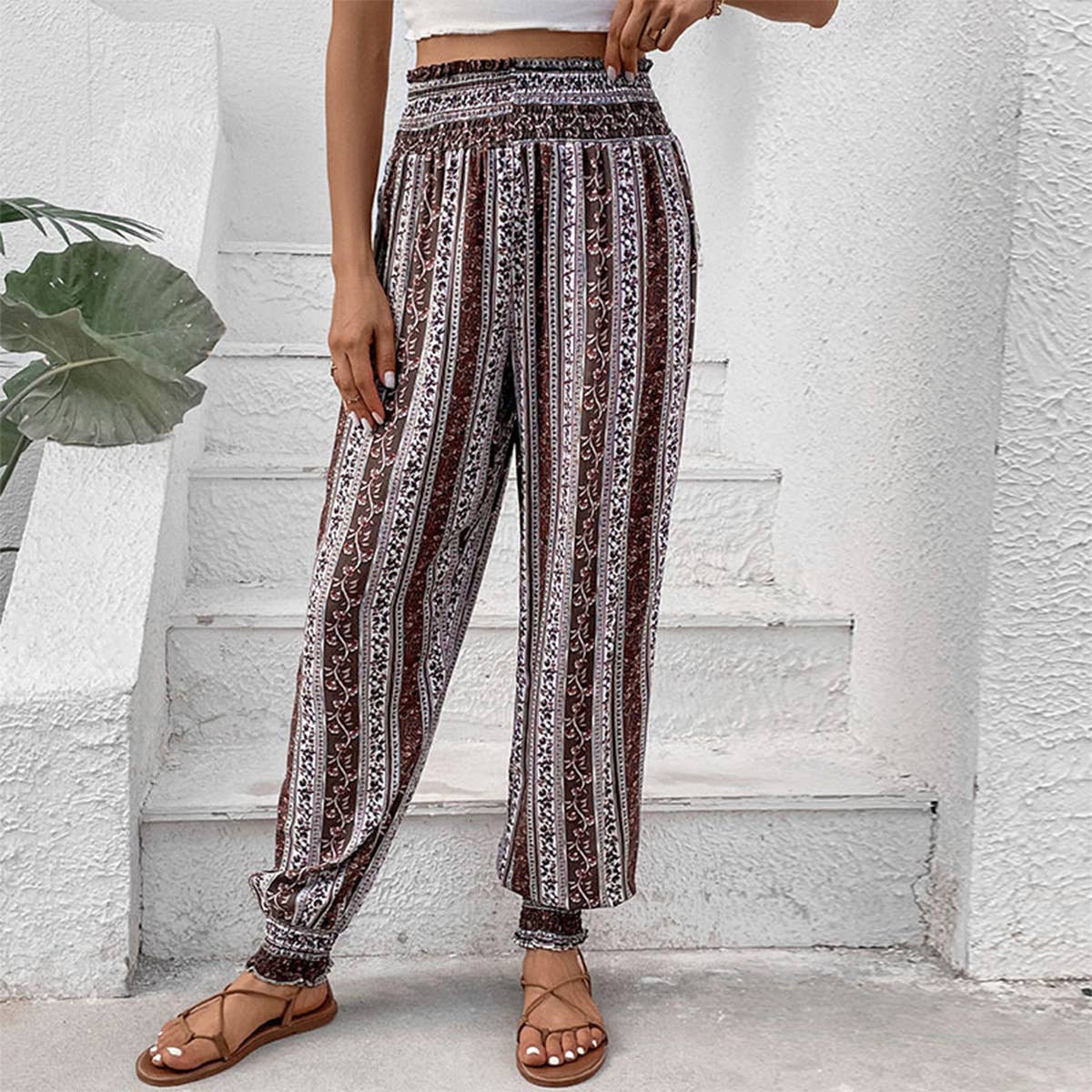 Ethnic style printed pants