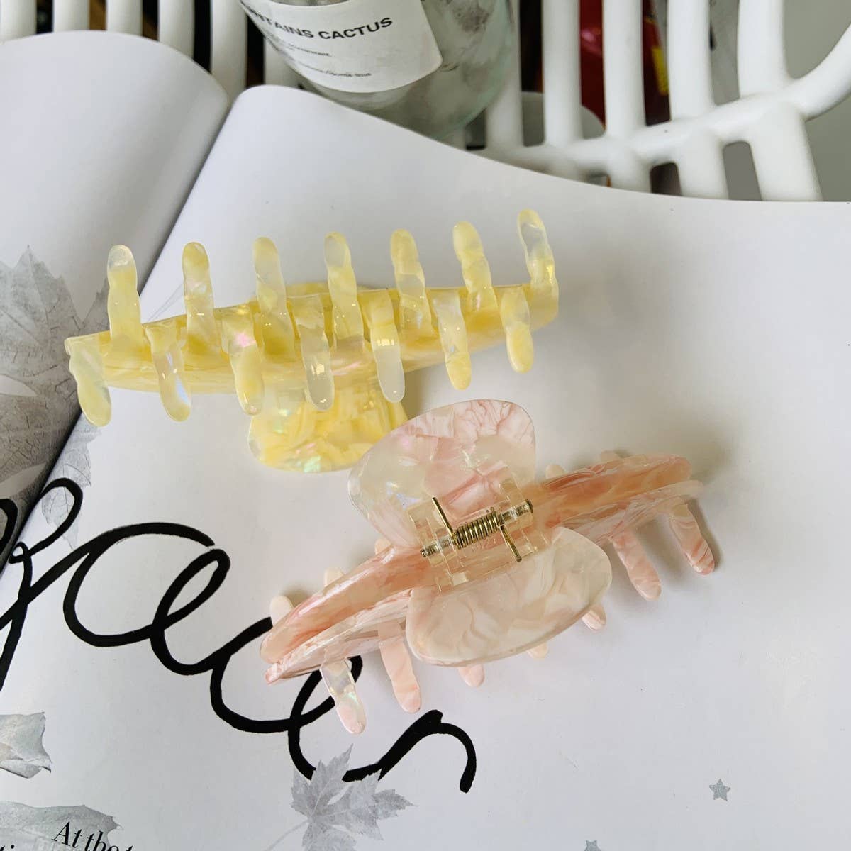 Colorful Floral Acetate Hair Claw, Large Chic Clip