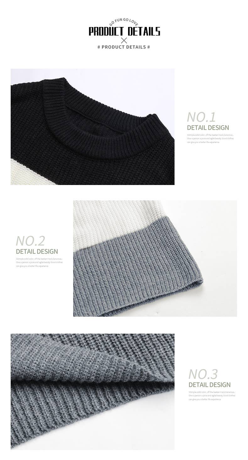 LOOSE LONG-SLEEVED COLOR-MATCHING SWEATER DRESS