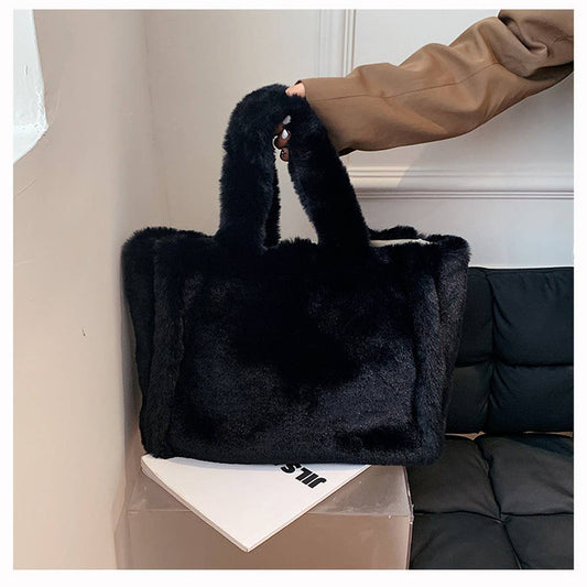 Plush Fur Handbag Women Crossbody Tote_CUAB00593