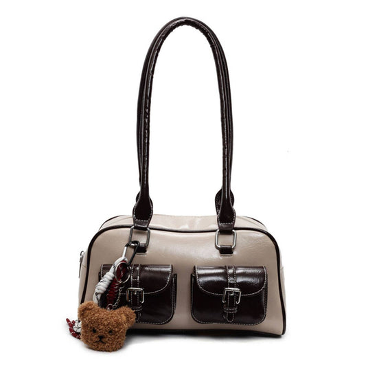 Fashionable color-blocking single-shoulder bag