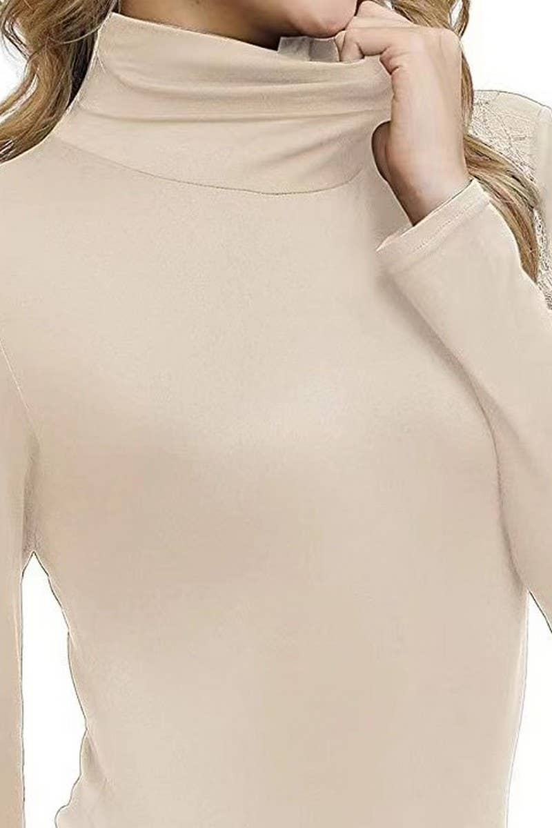 Casual turtleneck top T-shirt base_cwtbll1770