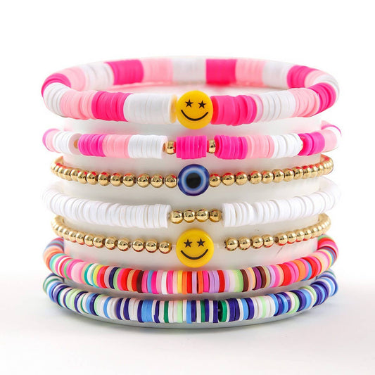 RAINBOW IMITATION PEARL 8-PIECE BRACELET SET_CWMM3511