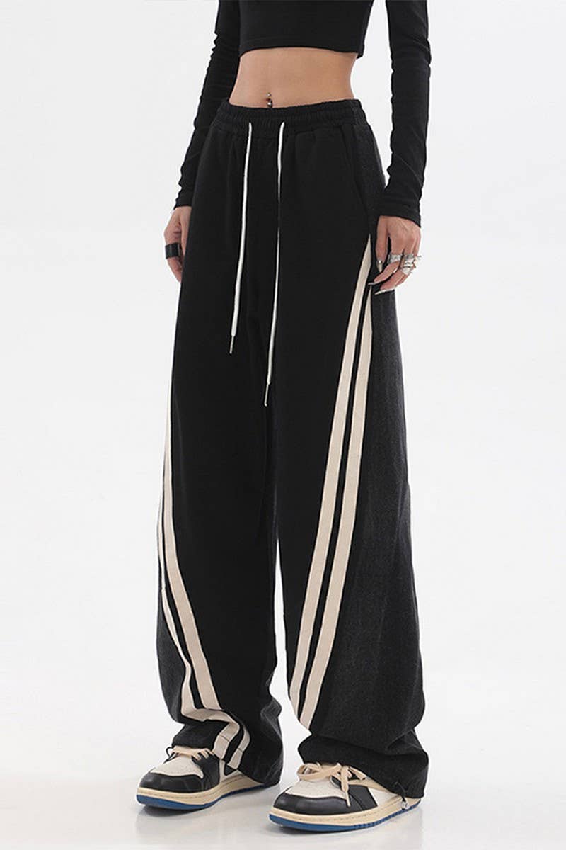 CWBLP1840_SPORTS CASUAL STITCHING LOOSE WIDE-LEG PANTS