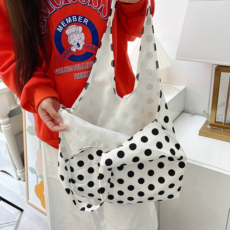 Polka dot single-shoulder bag simple canvas bag