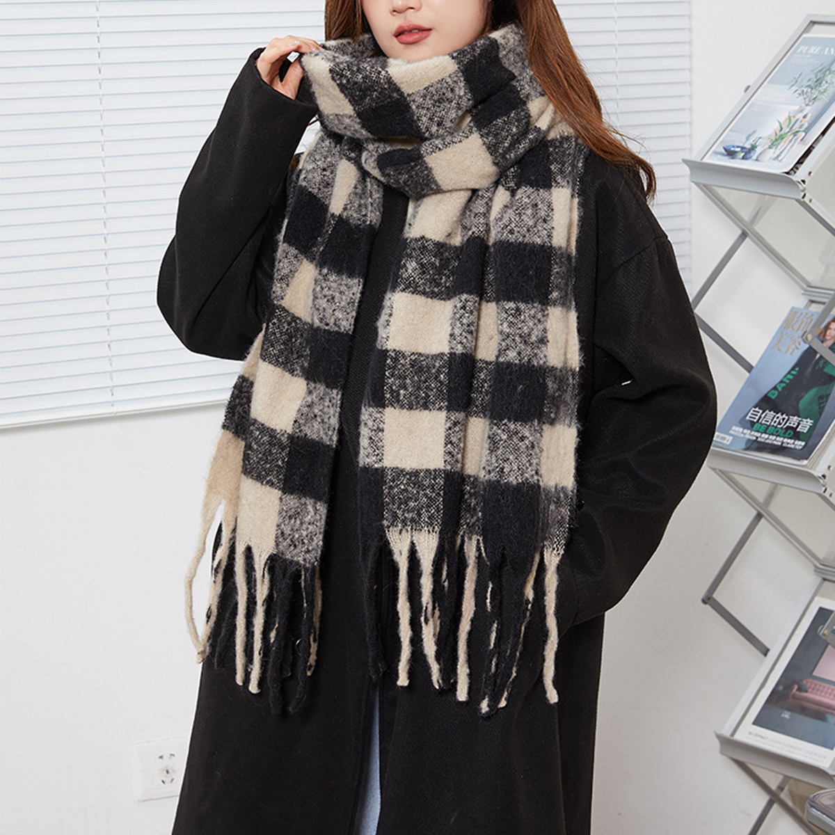 Women??¢s Warm Small Check AC Scarf ??Sweet Style_CWASC2695