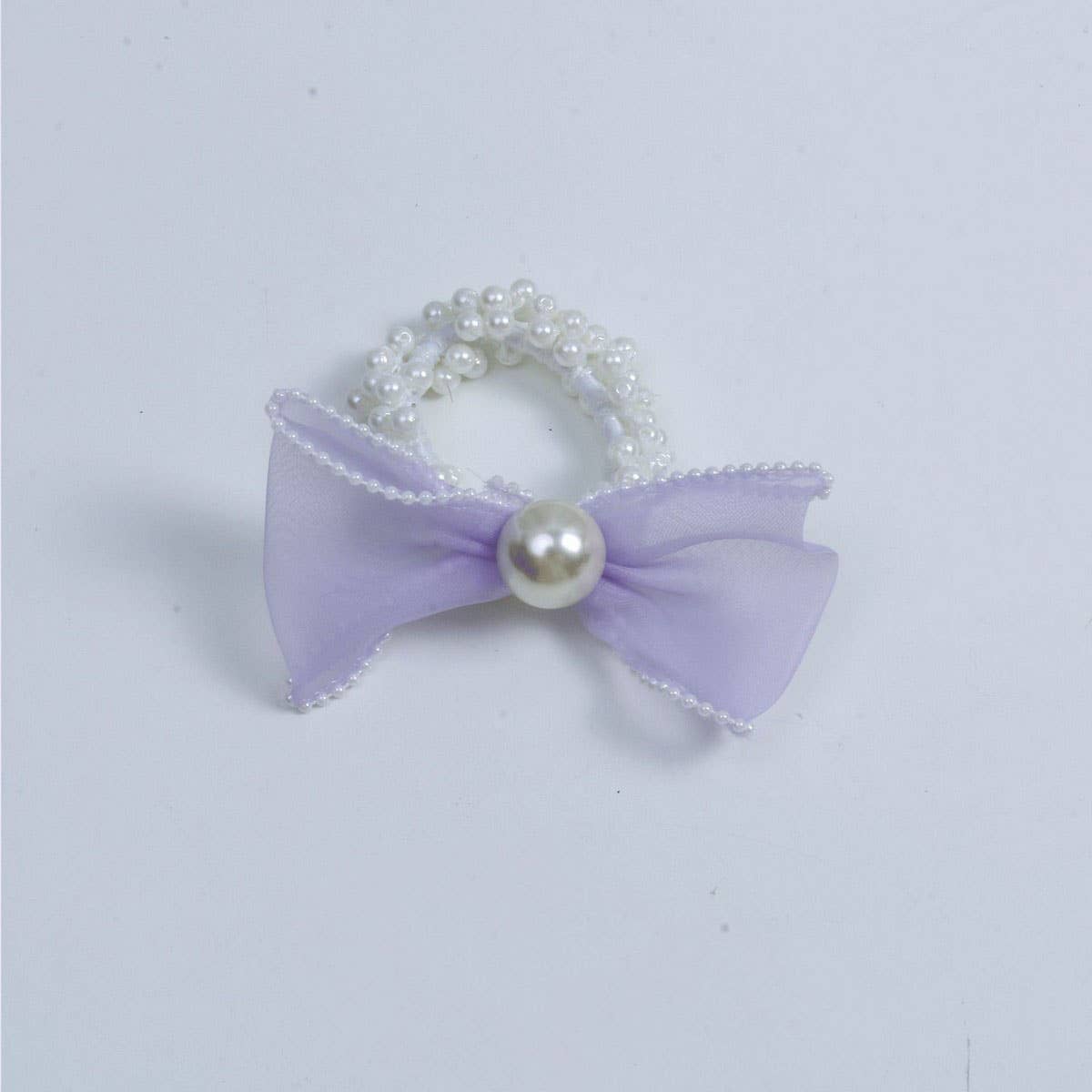 Elegant Organza Bow Pearl Hair Tie for Women