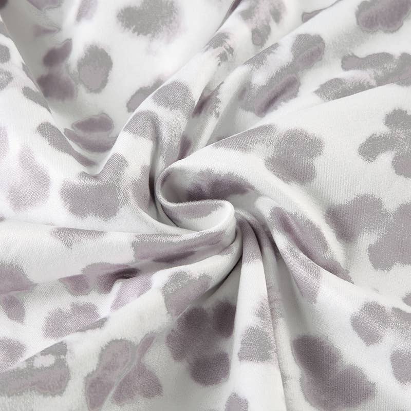 Leopard print lace fake two square collar top