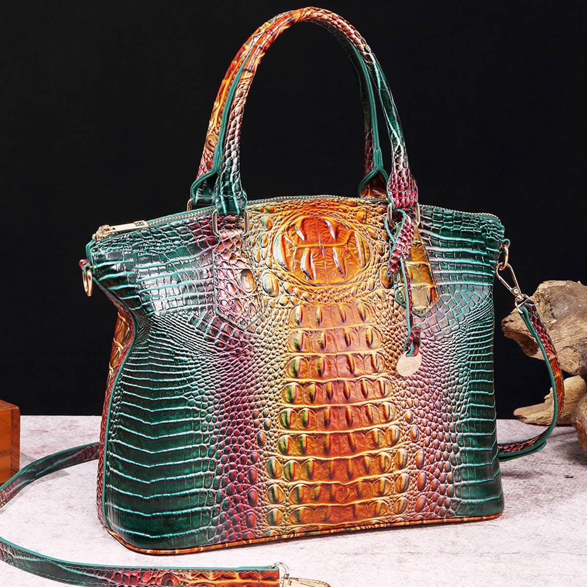 CLASSY CROCODILE PATTERN TOP HANDLE BAG_CWAB0572