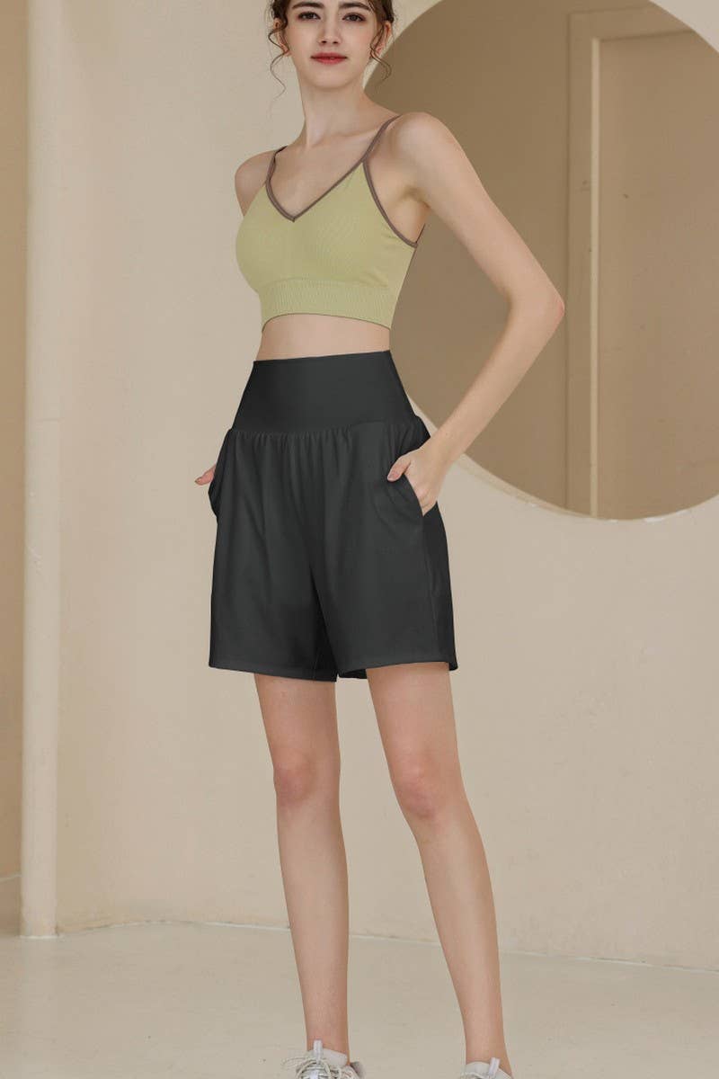 CWBSP0382_SOLID COLOR LOOSE YOGA SPORTS SHORTS