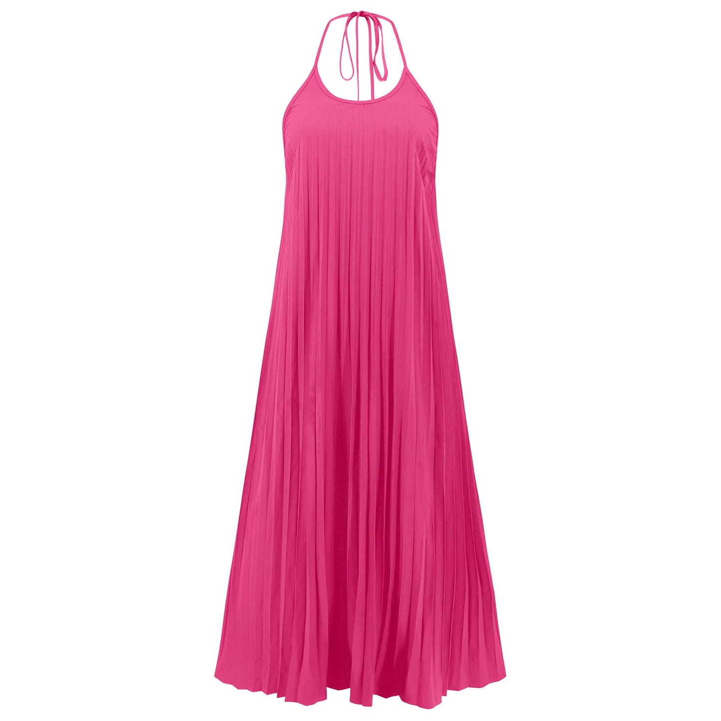 Pleated A-Line Maxi Dress for Beach Vacation