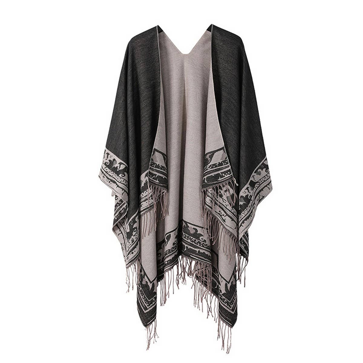 SOLID COLOR DOUBLE-SIDED CAPE SHAWL OUTER CAPE_CWASC2134