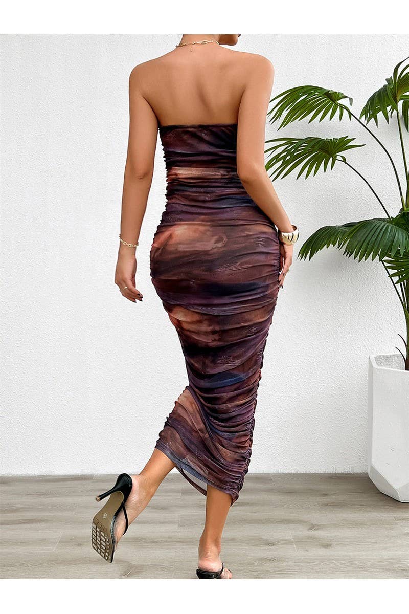CWDMD2401_Sexy Strapless Tie Dye Maxi Dress