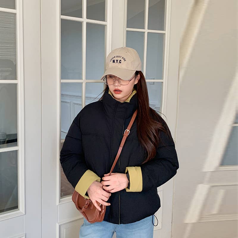 Short standing collar loose thick padded jacket