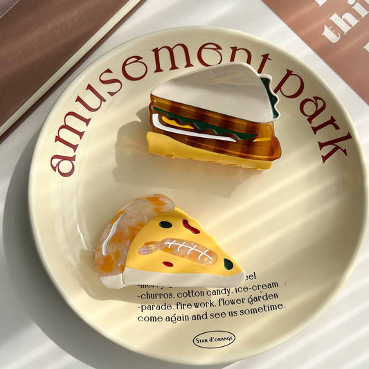 Creative Pizza Sandwich Acetate Claw?Fun Hair Clip