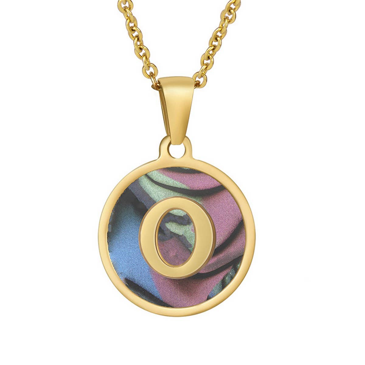 CIRCULAR SHELL ENGLISH LETTER PENDANT NECKLACE