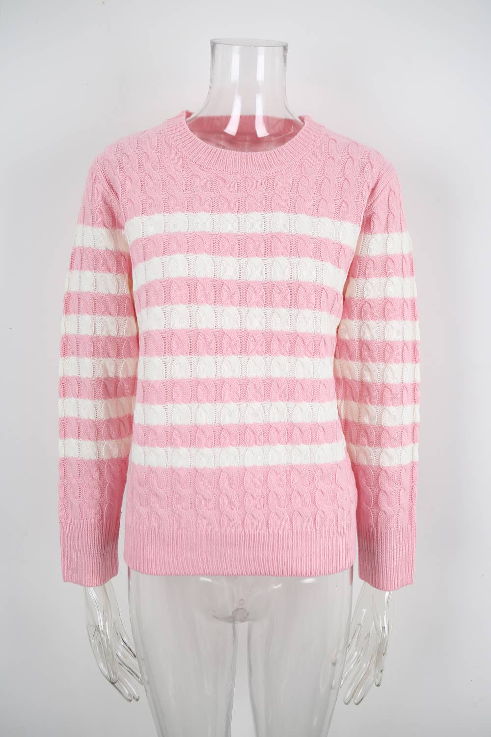 Twisted and color-blocked round-neck sweater