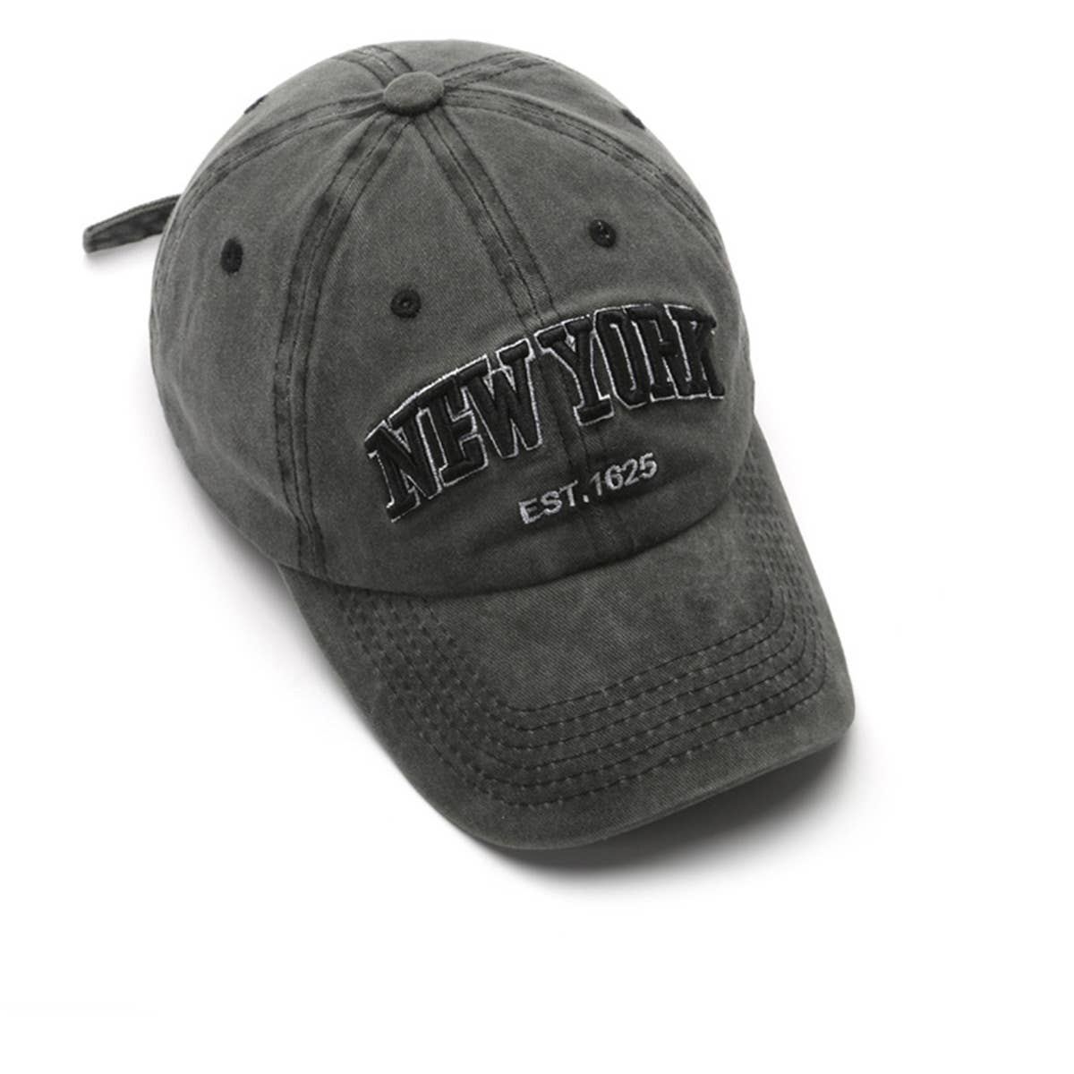 Vintage Washed NY Embroidered Denim Cap_CWAH1266