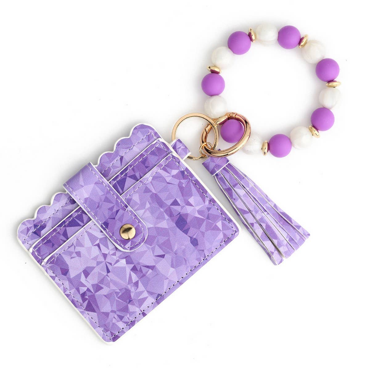 PU Card Wallet with Silicone Bead Bracelet_CWAB4943