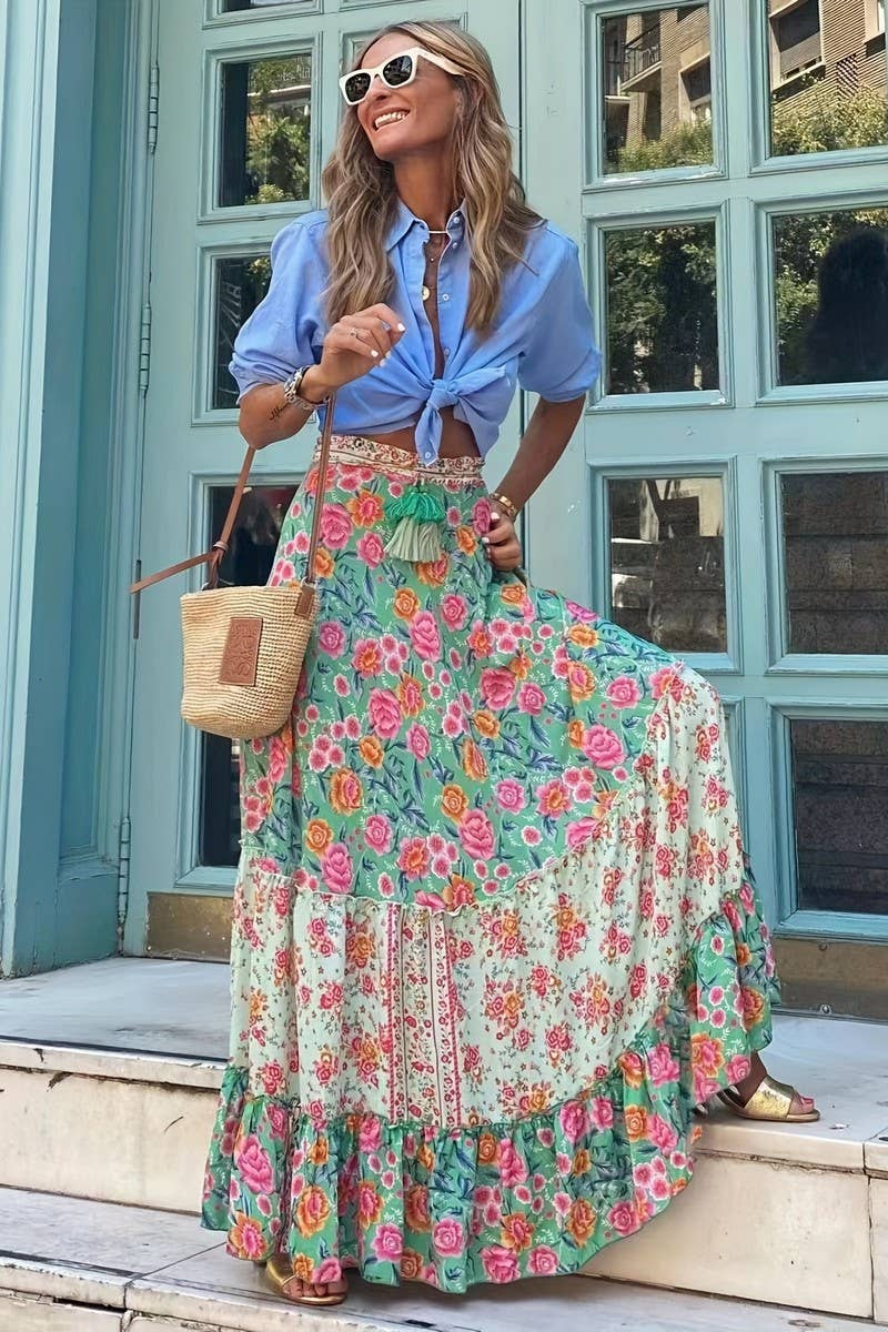 CWBLS0562_NEW SUMMER LEISURE VACATION LONG SKIRT