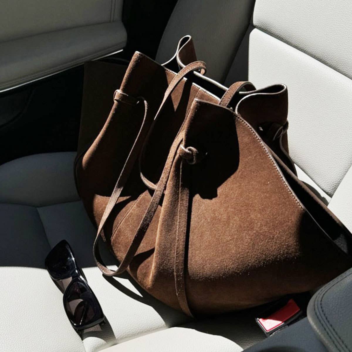 Vintage Suede Shoulder Tote Bag, Minimal Style_CWAB5395