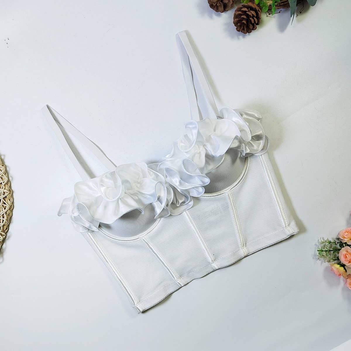 TEMPERAMENT ELASTIC MESH DESIGN HERRINGBONE BRA