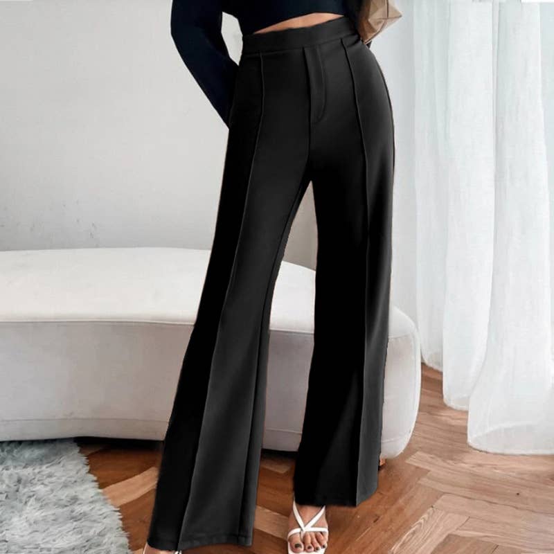 SOLID COLOR THICK DROP HIGH-WAISTED PANTS