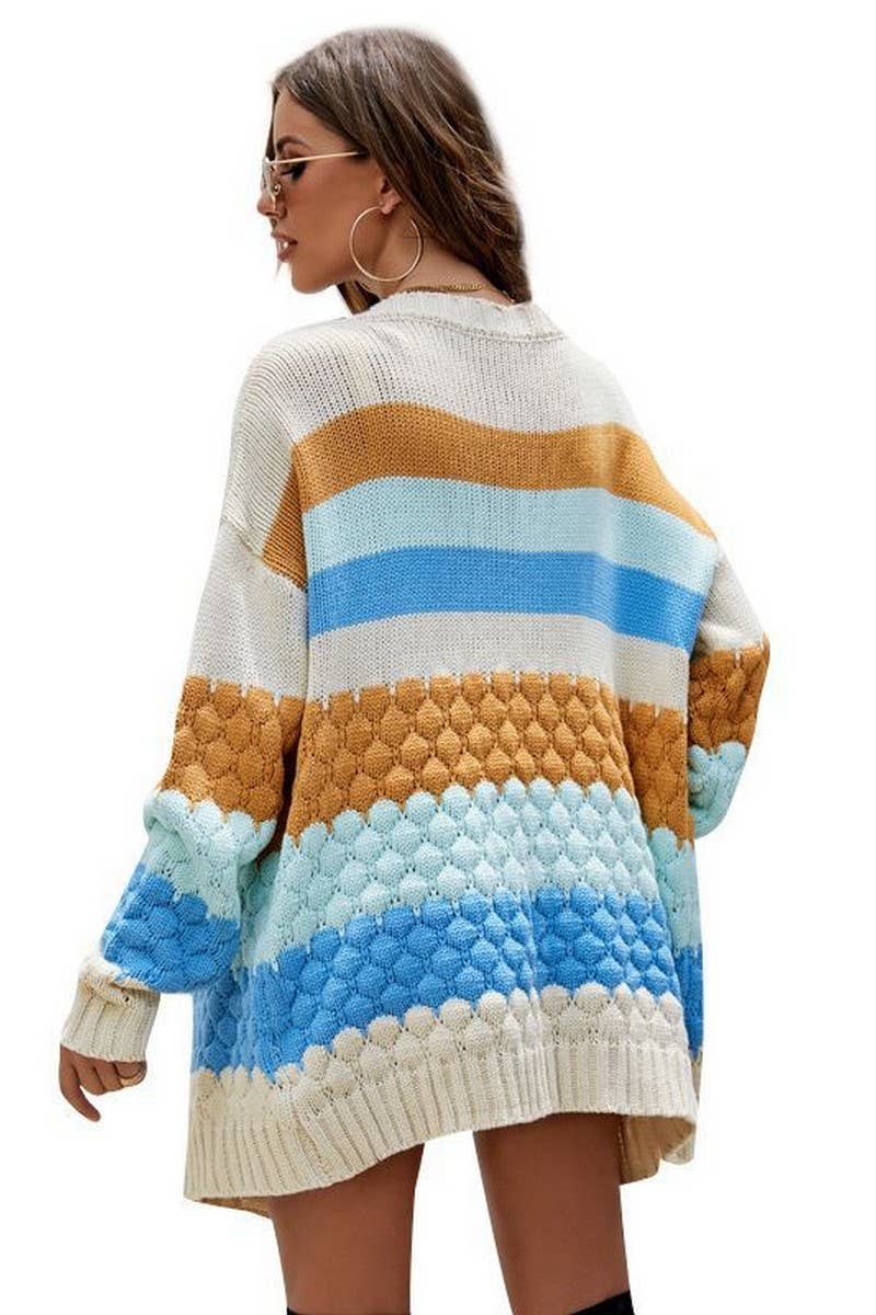 CWOCAL0771_CASUAL CONTRAST COLOR MID-LENGTH SWEATER COAT