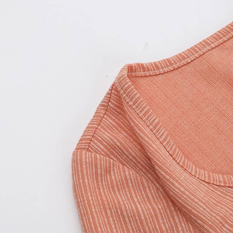 SLIM KNIT MACHINE EYE V-NECK LONG SLEEVE DRESS