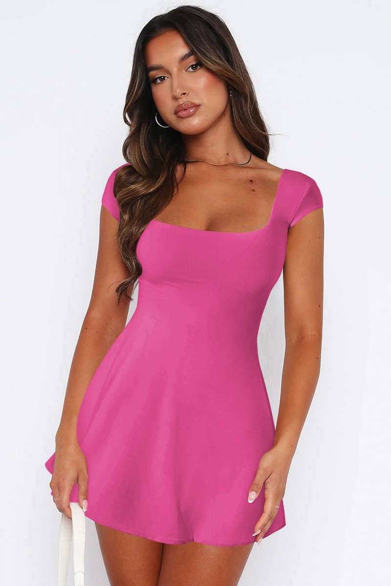 CWDSD8597_FASHION SLIM SEXY BACKLESS LACE-UP HOT GIRL DRESS