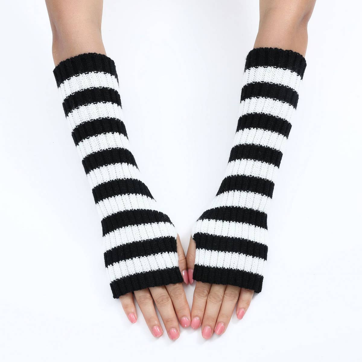 WARM COLOR-BLOCK STRIPED WOOL GLOVES_CWAG0094