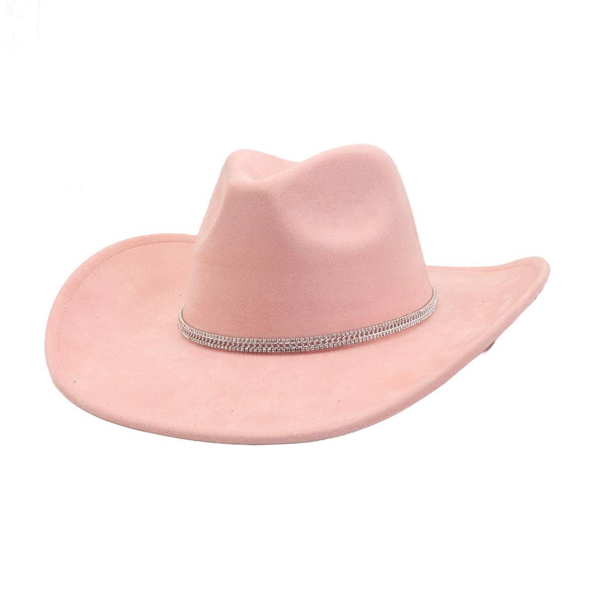 Suede Denim Cowboy Fedora Hat Western Ethnic Style_CWAH04394