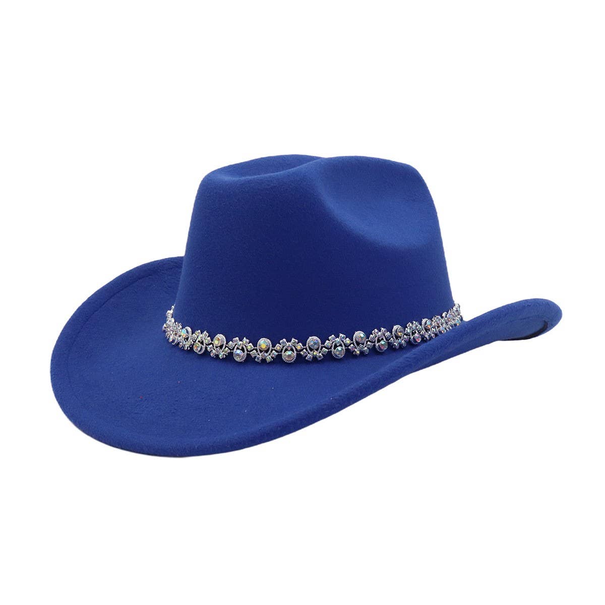 Festival White Felt Cowboy Hat with Sparkle Trim_CWAH04458