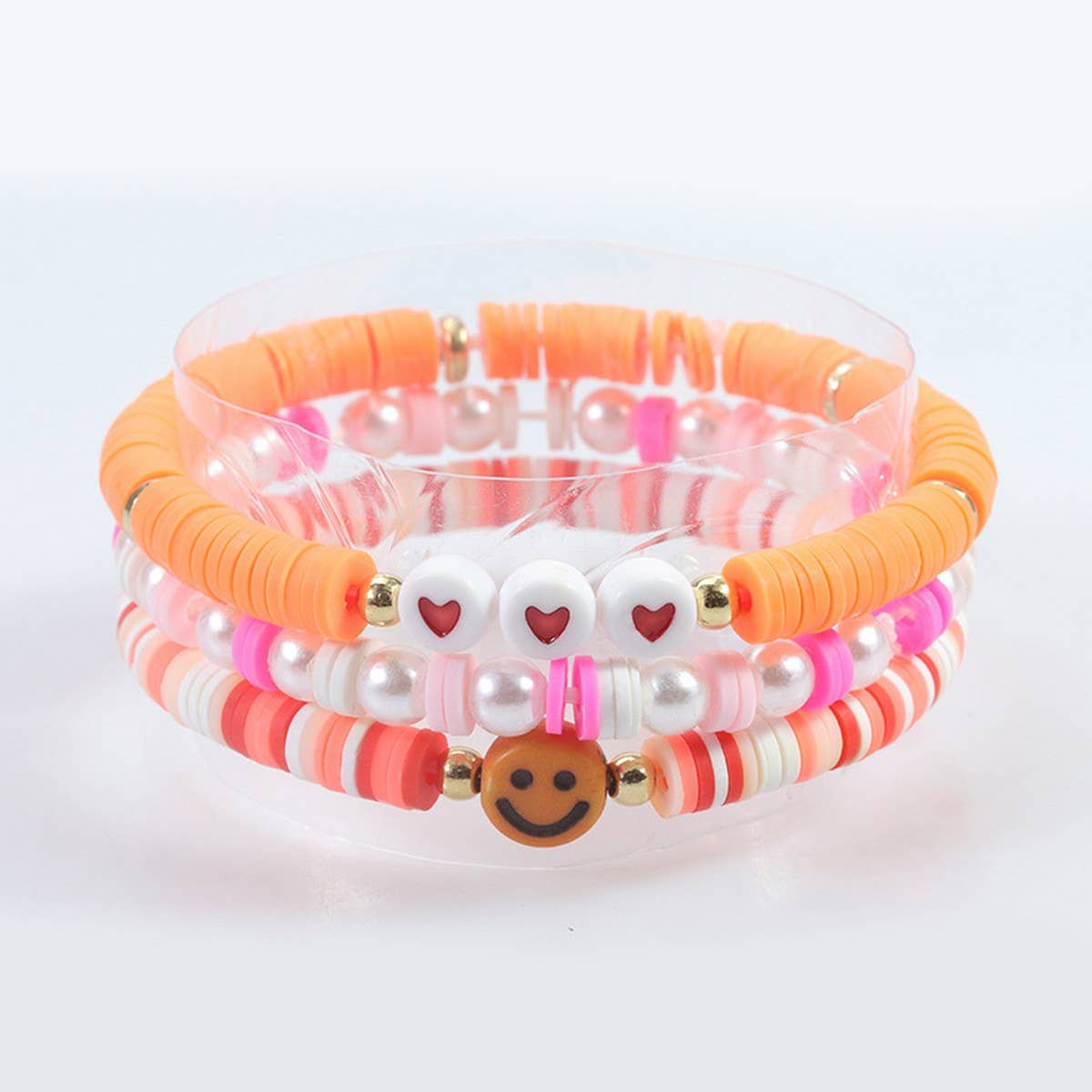 5PCS SMILING FACE LETTER BEAD BRACELET SET_CWMM0537
