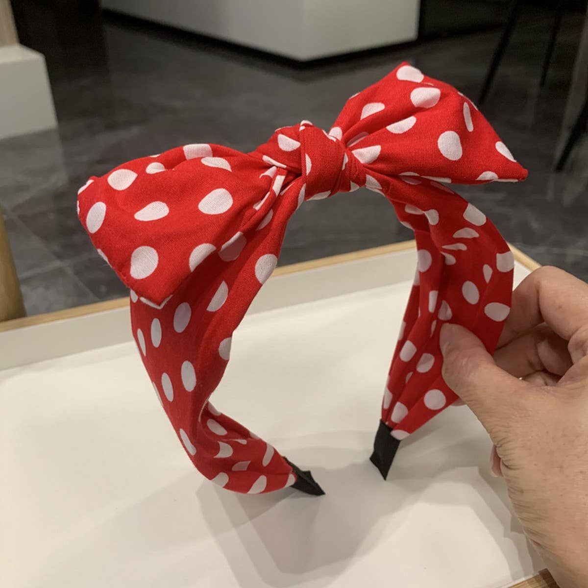 FRENCH STYLE BIG BOW DOT SIMPLE HEADBAND