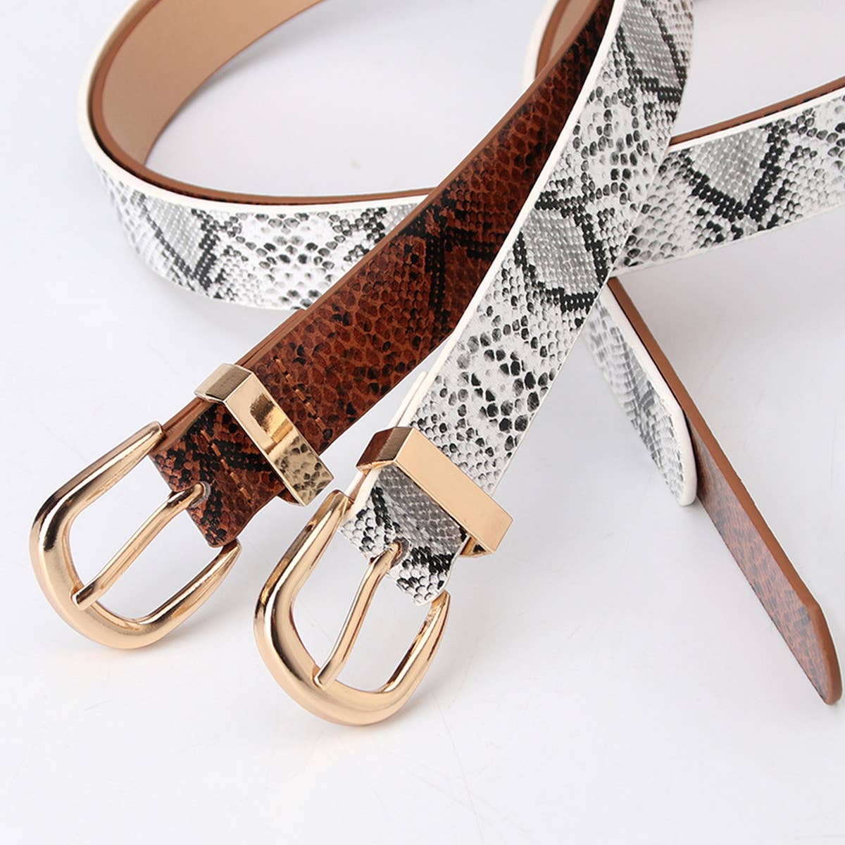CWABE0937_SIMPLE DECORATIVE SNAKE PRINT BELT