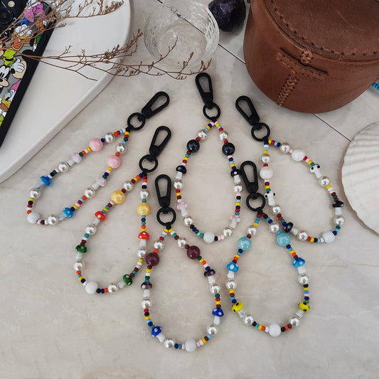 CWMM8724_COLORFUL MUSHROOM BEADED KEYCHAIN PENDANT