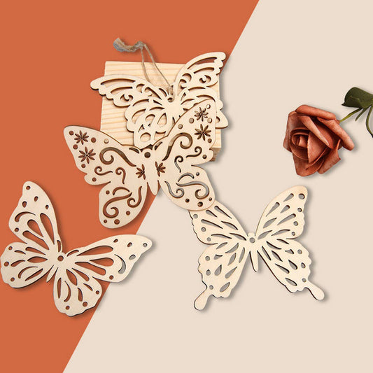 CWMM9158_CREATIVE HOLLOW BUTTERFLY WOOD HANGING ORNAMENTS