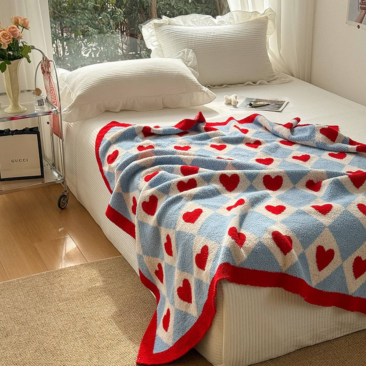 SWEET STYLE LOVE KNITTED WOOL THROW BLANKET
