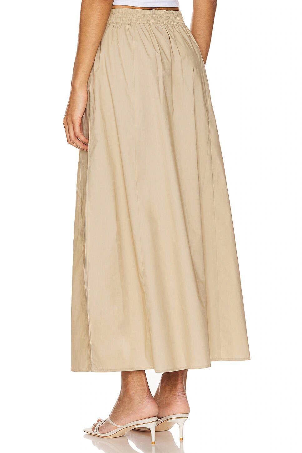 COTTON HIGH-WAISTED SLIT SOLID COLOR DRESS