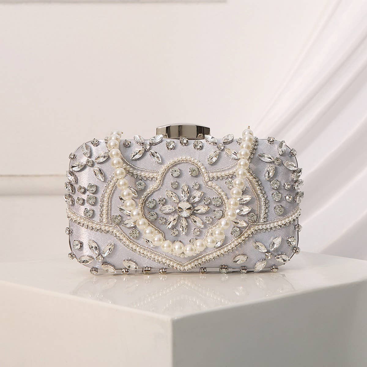 NEW HANDMADE BEADED PEARL VINTAGE HANDBAG_CWAB2488