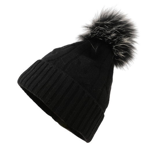 Winter Knit Pom Pom Hat ? Soft Cashmere for Her_CWAH3996
