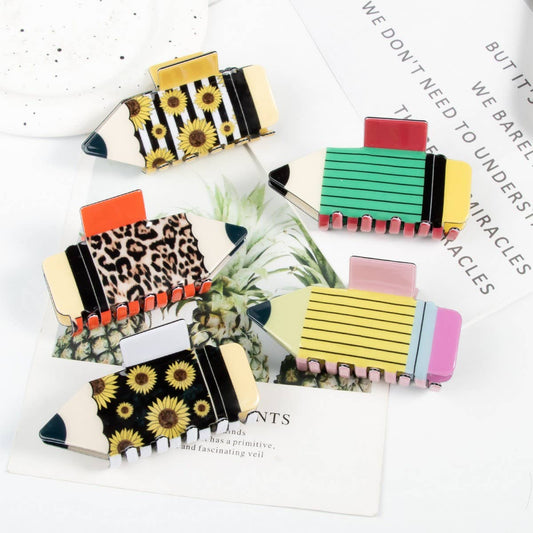 CWAHA5139_SUNFLOWER LEOPARD STRIPE PENCIL HAIR CLIP